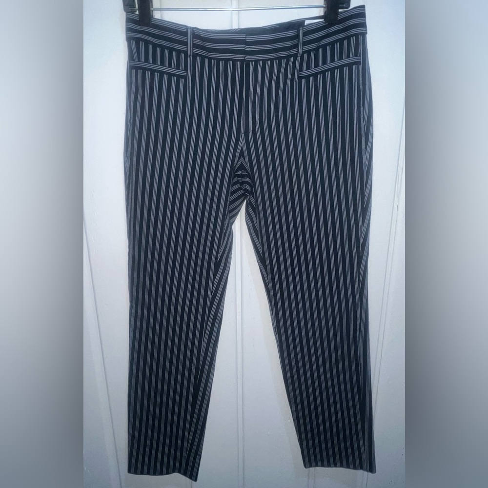 Banana Republic Navy Sloan Skinny Crop Striped Pants Size 4 - Picture 3 of 9